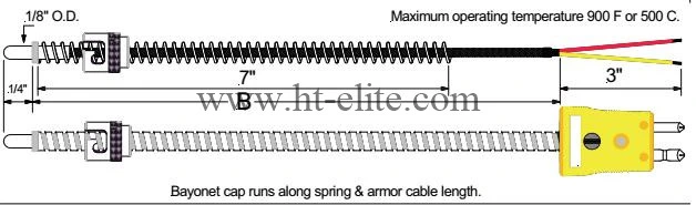 Bayonet Thermocouple Sensor PT100 Temperature Sensor Type K J